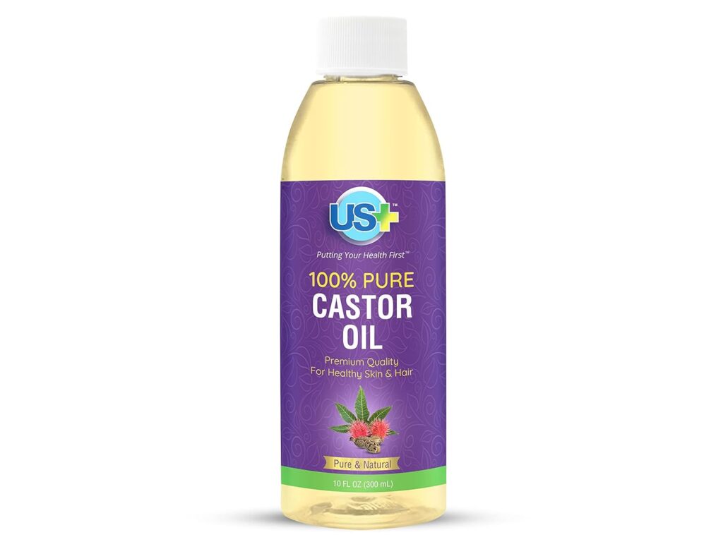 10oz US+ 100% Pure Castor Oil - Cold-Pressed, Unrefined, Hexane-Free - USP Grade - Premium Quality for Healthy Skin  Hair