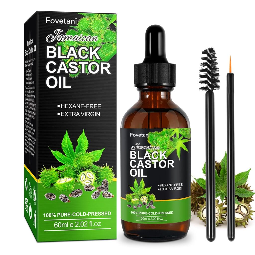 Frovetani Jamaican Black Castor Oil, Organic Castor Oil, Castor Oil for Hair Growth, 100% Cold Pressed Unrefined Oil for Body Face Skin Care, Nails Eyelashes 1PCS